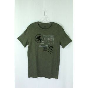 Express Logo Tee T-Shirt FLOCKED LION 100% Cotton Womens Small